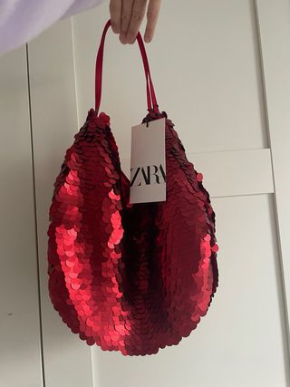 Bolso lentejuelas Zara rojo