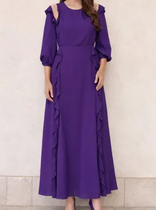 Abito lungo elegante per donna, tg S, viola