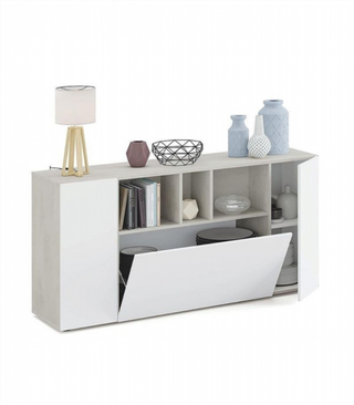 Aparador Buffet 3 Puertas. Cemento/Blanco Artik