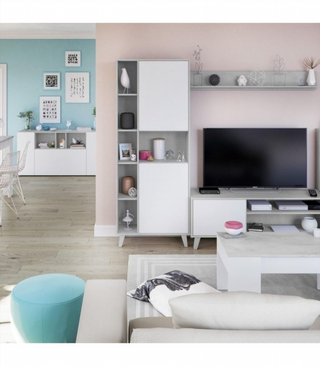 Aparador Buffet 3 Puertas. Cemento/Blanco Artik