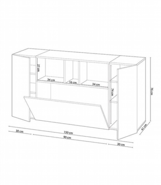 Aparador Buffet 3 Puertas. Cemento/Blanco Artik
