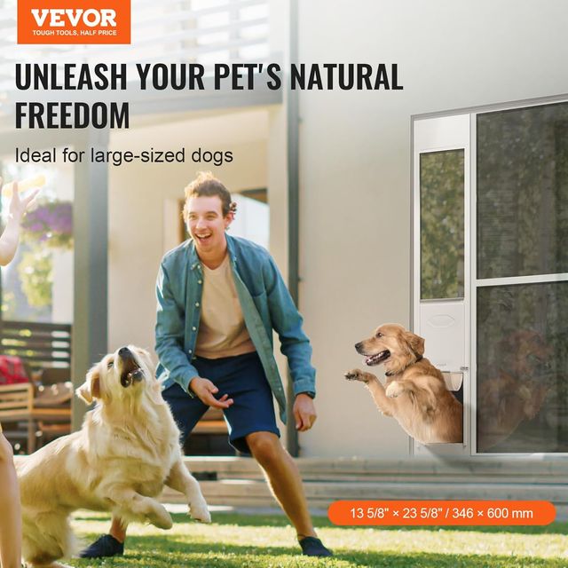 VEVOR Puerta Corrediza de Vidrio para Perros XL