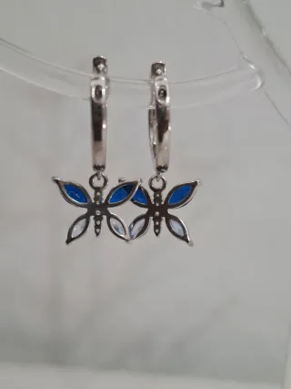 Pendientes mariposa azul plata
