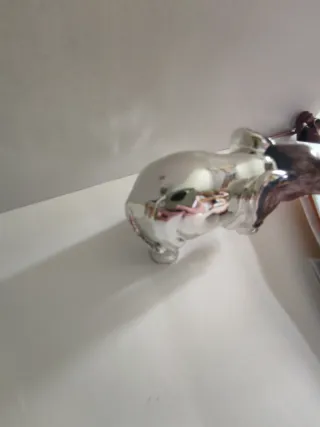 Set 2 Elefanti Resina Bagutta Argento