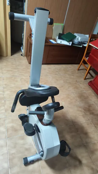 Bicicleta estática y remo plegable