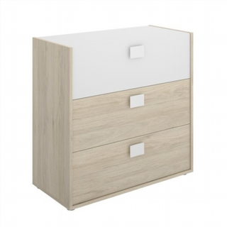 Cómoda 3 Cajones Dina. Natural / Blanco