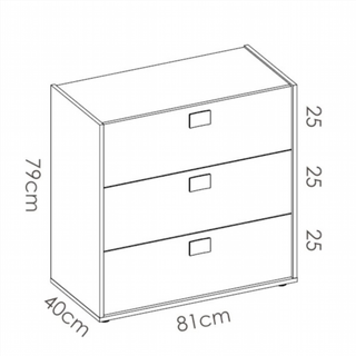Cómoda 3 Cajones Dina. Natural / Blanco