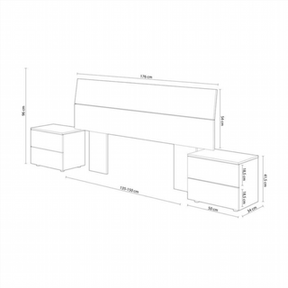 Cabecero Y 2 Mesitas De Noche. Roble Alaska/Blanc