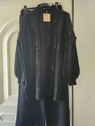 Conjunto Top y Pantalón Negro Lentejuelas