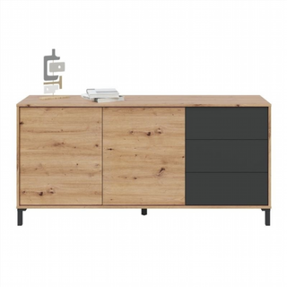 Aparador 2 Puertas 3 Cajones. Roble Nodi/Gris Ant