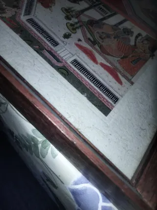 Lote 5 Cuadros Indios Papel Madera