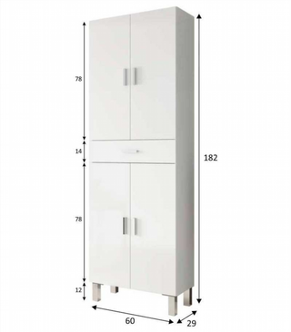 Mueble Columna de Baño Alta. 4 Puertas y 1 Cajon.
