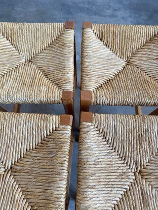 4 Taburetes Rattan y Madera