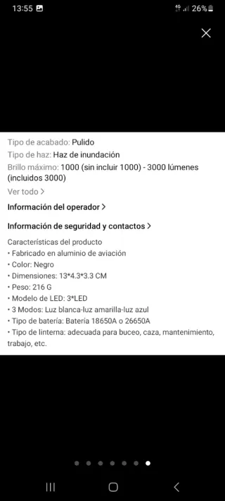 Linterna pesca submarina con asa