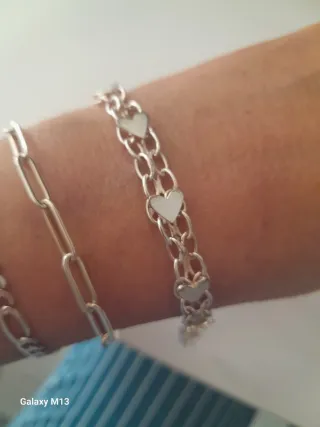 Pulsera Plata Corazones