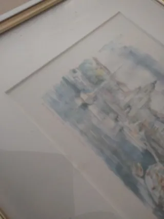 Lote 2 Cuadros Acuarela Puerto Barcos