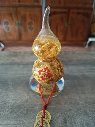 Figura Zucca della Fortuna con Foglie d'Oro