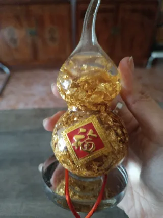 Figura Zucca della Fortuna con Foglie d'Oro