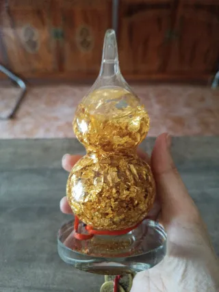 Figura Zucca della Fortuna con Foglie d'Oro