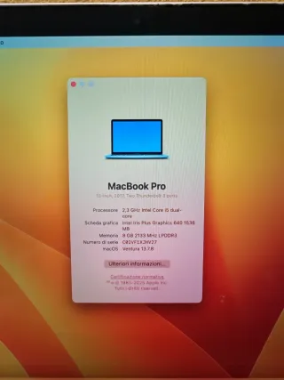 MacBook Pro A1708 128gb 2017 Azerty