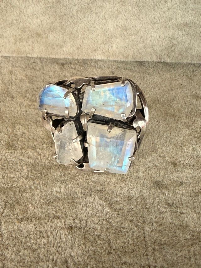 Anillo Plata Ley 925 Piedras Luna