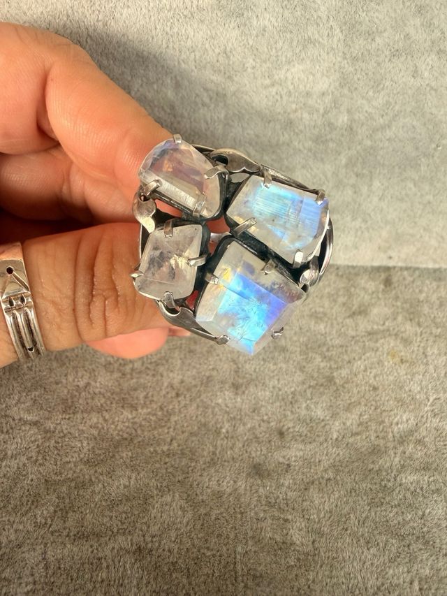 Anillo Plata Ley 925 Piedras Luna