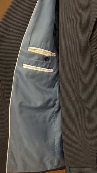 Traje de Hombre Raya Negra y Gris