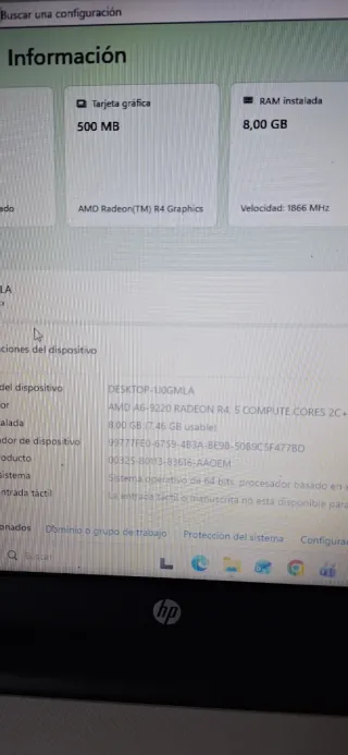 Portátil HP con SSD