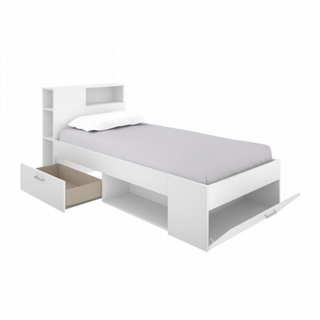 Cama Juvenil Compacta Lanka con Cabezal. Blanco