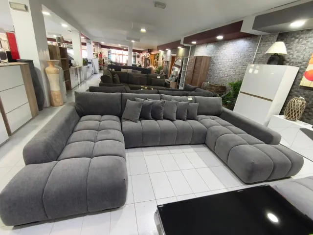 Sofá doble Cheslong Gris Tela