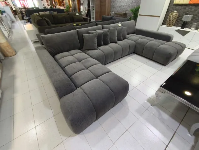 Sofá doble Cheslong Gris Tela