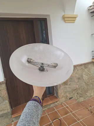 Lámpara de pie metal y cristal