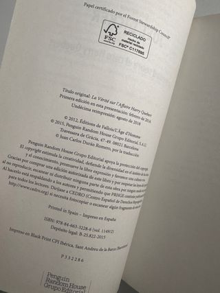 Libro: La verdad sobre el caso Harry Quebert