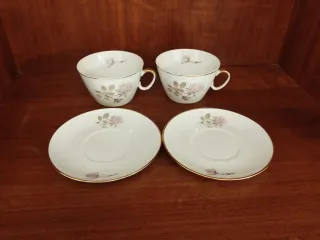 2 Tazas Porcelana Santa Clara con detalle de Rosas