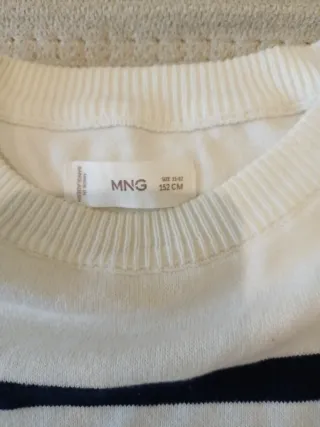 Jersey MNG rayas azul marino y blanco.Talla 11/12