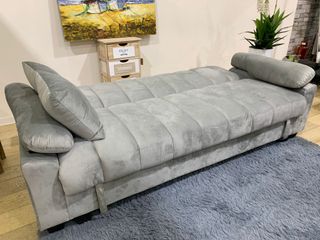 Sofá cama gris 210cm con arcón