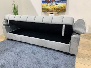 Sofá cama gris 210cm con arcón