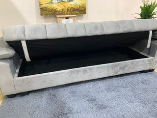 Sofá cama gris 210cm con arcón