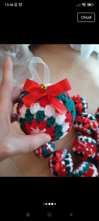 12 Palline Natale Uncinetto Fatte a Mano
