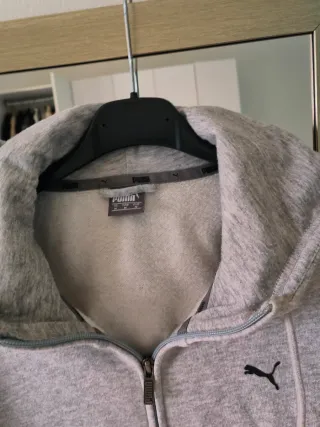 Felpa con cappuccio e zip Puma donna grigia M