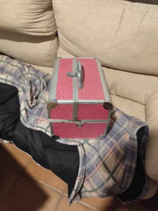 Maletín uñas/cosméticos rosa y plata