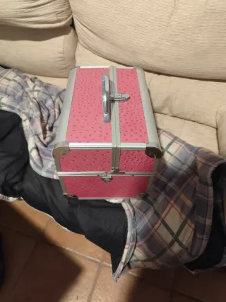 Maletín uñas/cosméticos rosa y plata