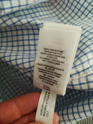 Camicia Polo Ralph Lauren a quadri blu e bianco