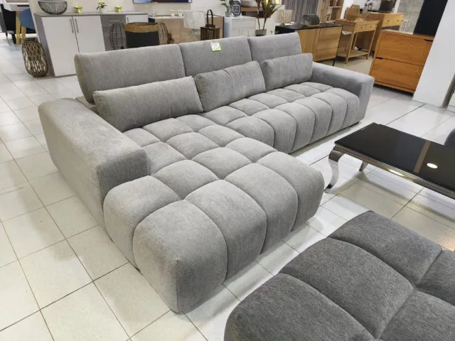 Sofá cheslong gris tela