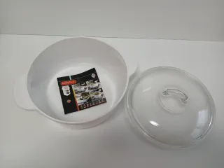 Cazuela Pyroflam cerámica blanca tapa cristal