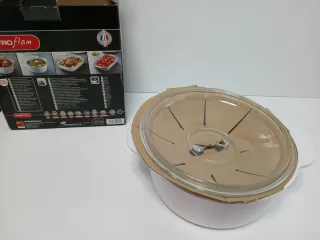 Cazuela Pyroflam cerámica blanca tapa cristal