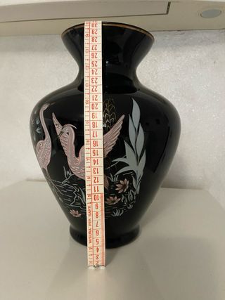 Vaso ceramica nero aironi rosa vintage