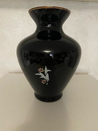 Vaso ceramica nero aironi rosa vintage