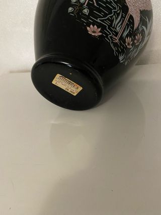 Vaso ceramica nero aironi rosa vintage