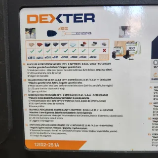 DEXTER Taladro percutor 12v + 2baterías y cargador